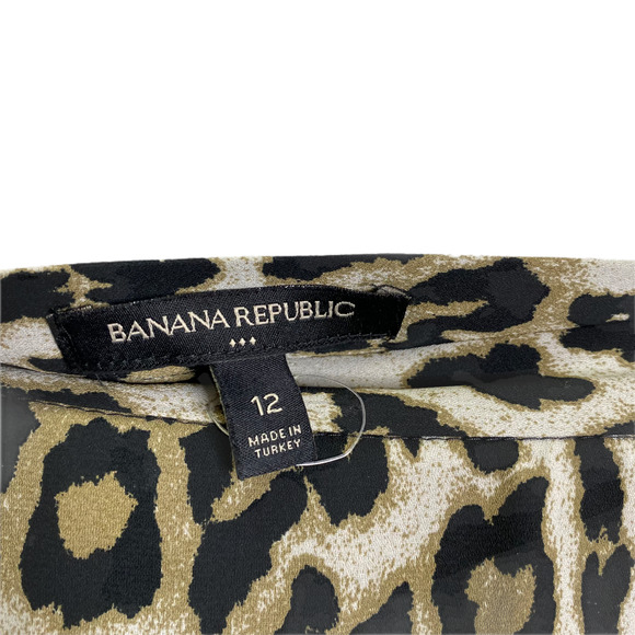 Banana Republic Women's Skirt Midi Brown Cheetah Print Flowy Lined Side Zip Sz M - Picture 2 of 5